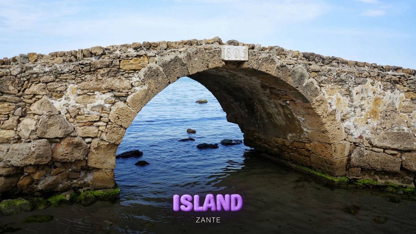 The old stone bridge on Argassi beach, Zante