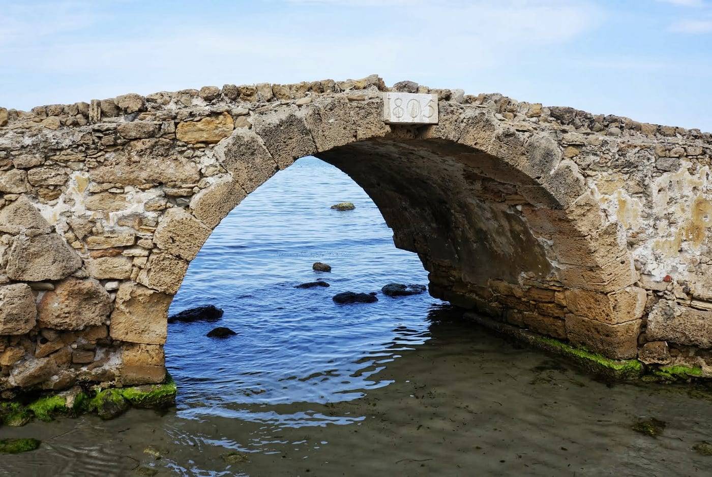 The old stone bridge on Argassi beach, Zante