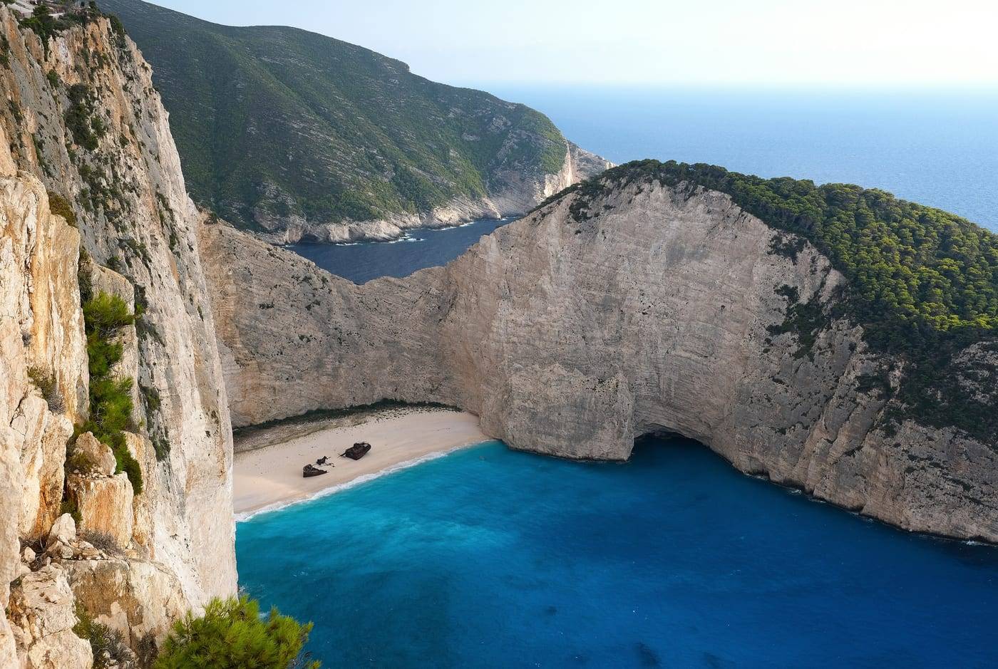 Navagio (Shipwreck Beach), Zante, seen from the clifftop viewpoint