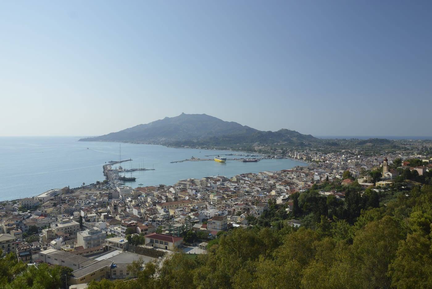 Zakynthos (Zante Town) and its harbour seen from Bochali hill